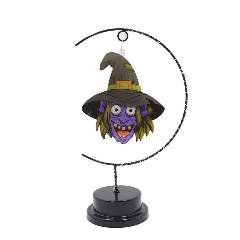 Led Halloween Wrought Iron Witch Modeling Lamp Atmosphere Decorative